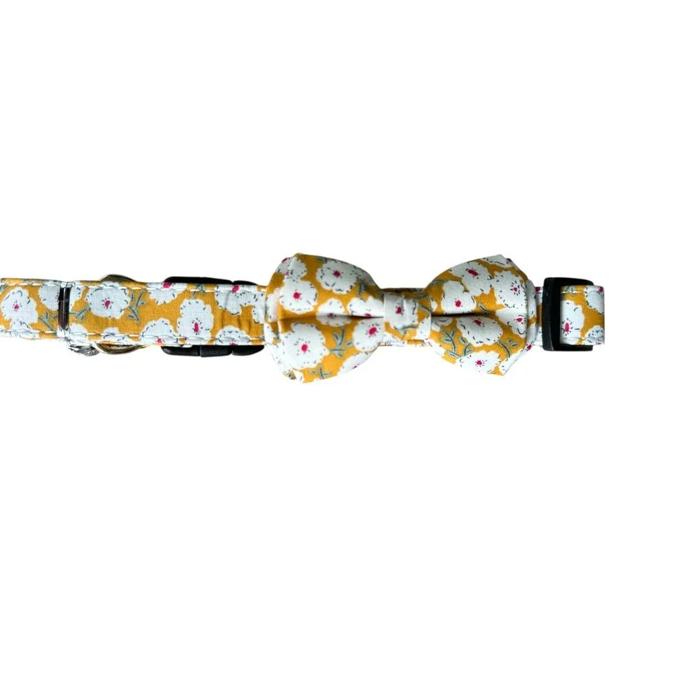 Floral Bow Tie Cat Collar with Bell Adjustable‎ Cute Kitten Safety Buckle